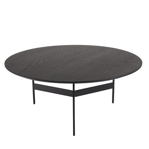 Table basse ronde Noir 78x78cm piètement métal 