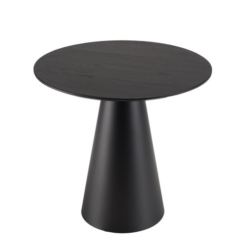Table d'appoint ronde Noir 50x50cm pied conique métal 