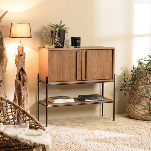 Buffet 2 portes 1 niche en bois de teck recyclé naturel  - Macabane - Salon meuble deco
