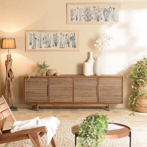 Buffet en bois de teck recyclé naturel 4 portes  - Macabane - Salon meuble deco