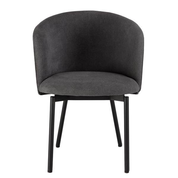 Chaise en velours gris anthracite pieds métal noir ALMA