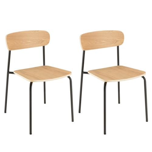 Lot de 2 chaises « écolier » en Bois de frêne et pieds Acier Noir TOM - Macabane - Nouveautes deco design