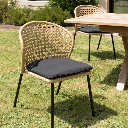Lot de 2 chaises rotin synthétique couleur naturelle MALO Macabane  - Salon de jardin design
