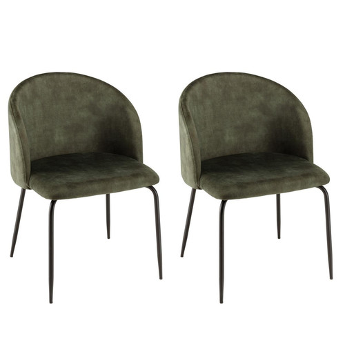 Lot de 2 chaises velours vert sapin dossier enveloppant TOM Macabane  - Chaise design