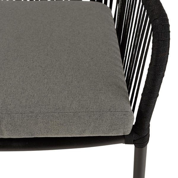Lot de 2 fauteuils cordage noir coussin assise gris anthracite MALO