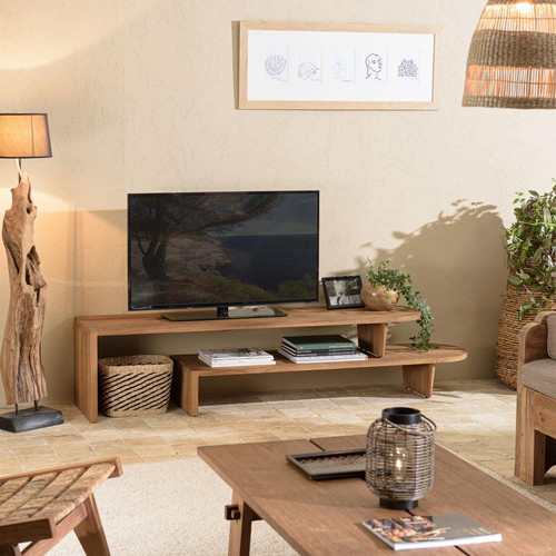 Meuble TV modulable 160x40cm en bois de teck recyclé naturel  - Macabane - Macabane meubles