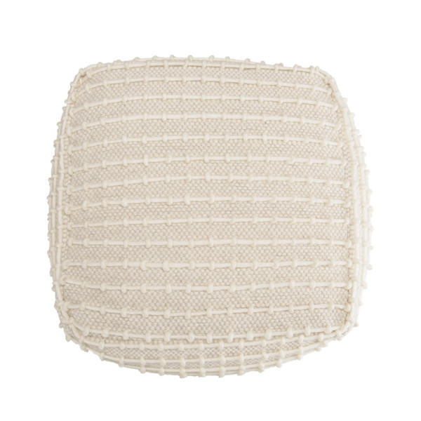 Pouf carré en laine texturée couleur ivoire SACHA