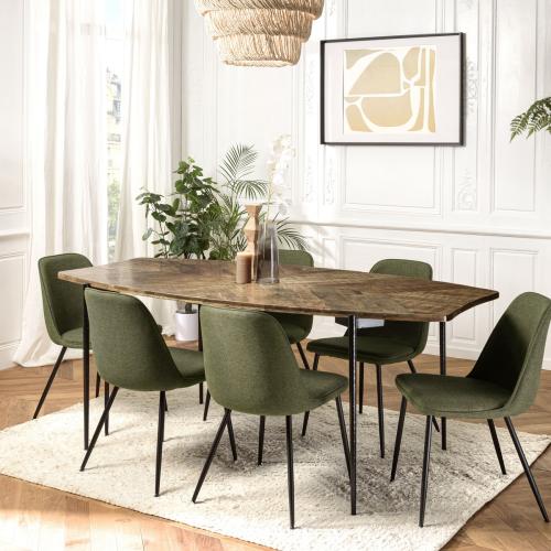 Table à manger bords concaves bois recyclé et pieds métal KIARA Macabane  - Table en bois design