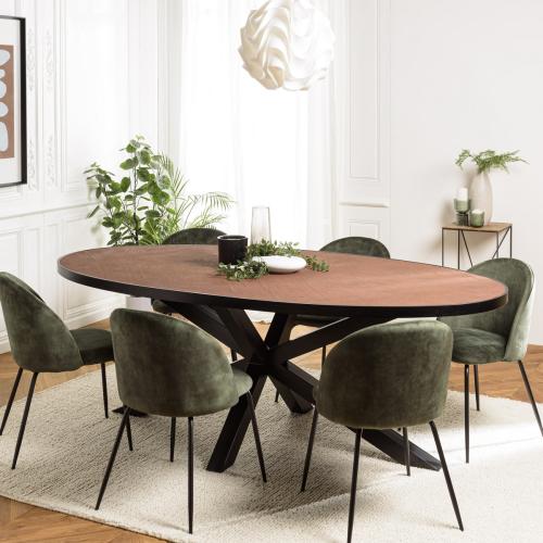 Table à manger ovale couleur rouille effet pierre BASILE - Macabane - Table a manger noir