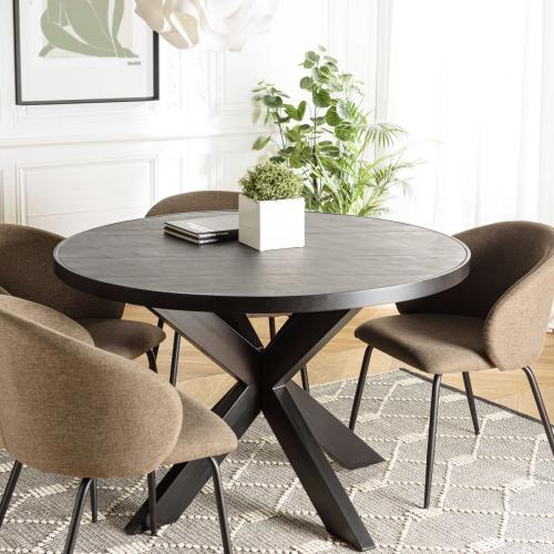 Table à manger plateau noir effet pierre BASILE - Macabane - Table a manger design