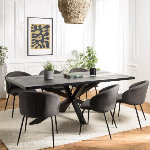 Table à manger rectangulaire plateau couleur noir effet pierre BASILE Macabane  - Table design