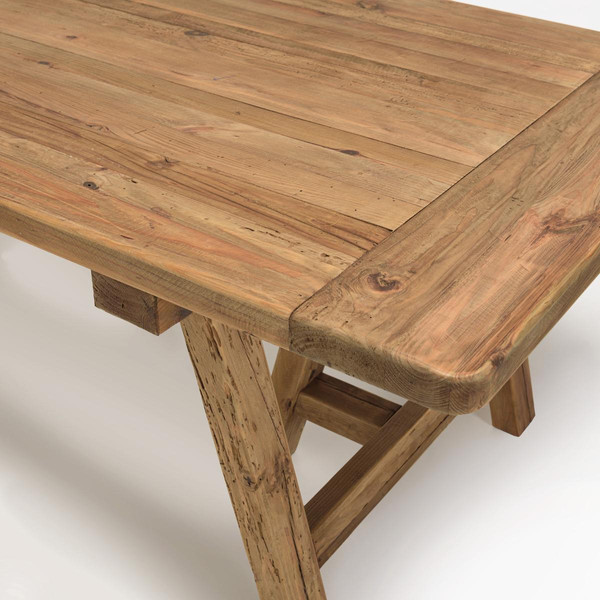Table à manger rectang. 270x100cm bois Pin recyclé SANDY (2 COLIS)
