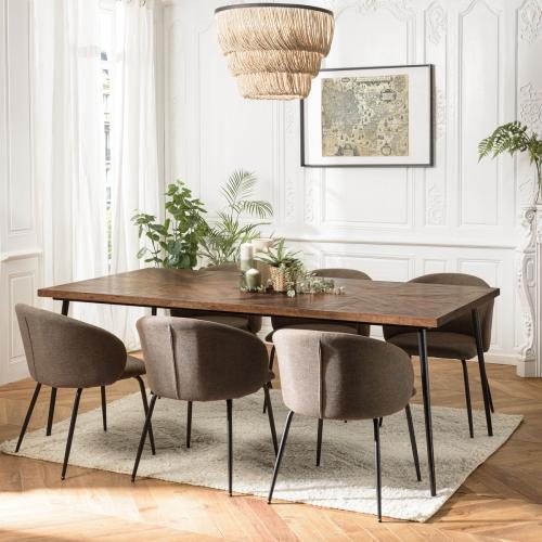 Table à manger rectangulaire en bois recyclé et pieds en métal KIARA Macabane  - Table design
