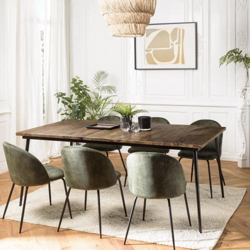 Table à manger rectangulaire en bois recyclé mahogany KIARA Macabane  - Table design
