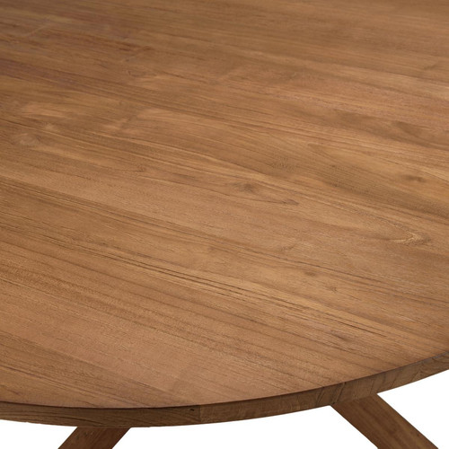 Table à manger ronde 130x130cm en bois de teck recyclé