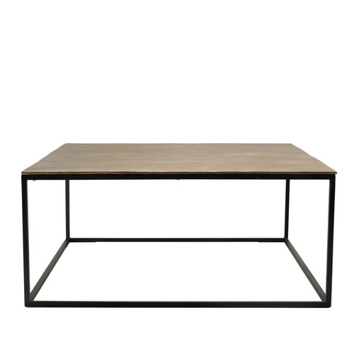 Table basse carrée 90x90cm aluminium doré et noir pieds métal JOHAN - Edition Ethnique Salon