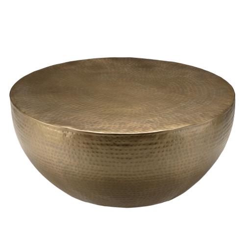 Table basse coque ronde en Aluminium Doré antique JOHAN Macabane  - Nouveautes deco design