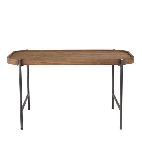 Table basse ovale 85x43cm plateau en bois de teck recyclé