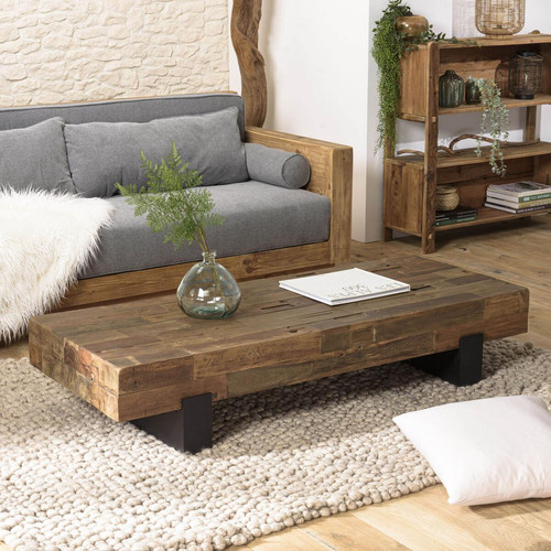 Table basse poutres bois massif  MATHIS Macabane  - Table basse