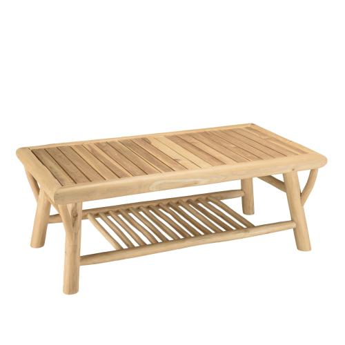 Table basse rectangulaire double plateaux en branches de Teck BORNEO Beige - Macabane - Macabane meubles