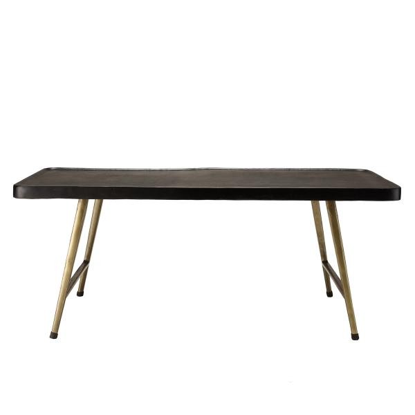 Table basse rectangulaire en Aluminium plateau Noir et pieds Dorés JOHAN
