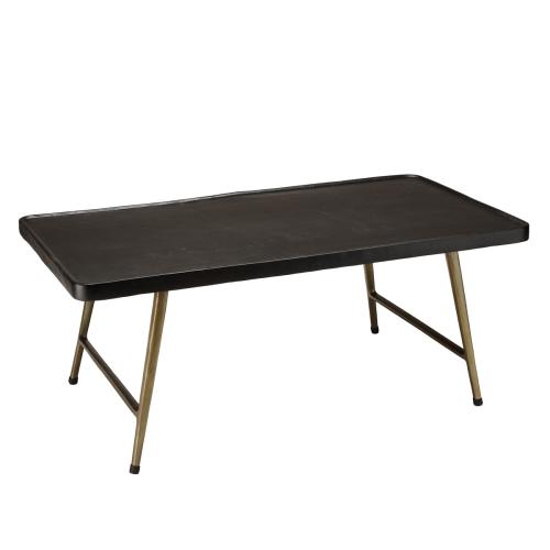 Table basse rectangulaire en Aluminium plateau Noir et pieds Dorés JOHAN Macabane  - Macabane meubles