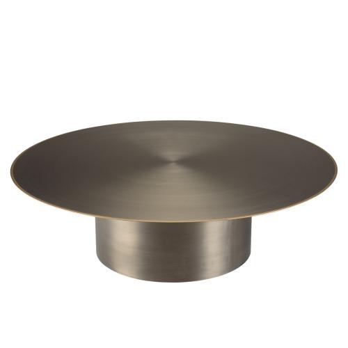 Table basse ronde en Fer Noir et bordure Dorée JAMES D120 cm Macabane  - Table basse