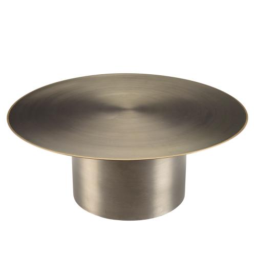 Table basse ronde en Fer Noir et bordure Dorée JAMES D80 cm - Macabane - Nouveautes deco design