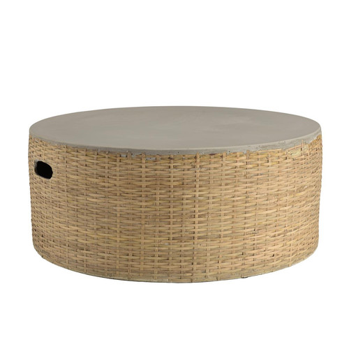 Table basse ronde plateau en béton socle en bambou naturel HECTOR