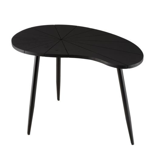 Table d’appoint ovoïde plateau texturé Noir mat et pieds Fer noir JAMES Macabane  - Salon meuble deco macabane
