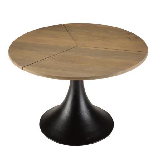 Table d’appoint plateau en Manguier et pied évasé Noir mat JAMES - Macabane - Macabane meubles