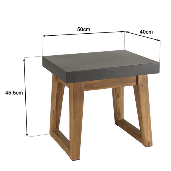 Table d'appoint rectangulaire effet béton foncé pieds trapèze HECTOR
