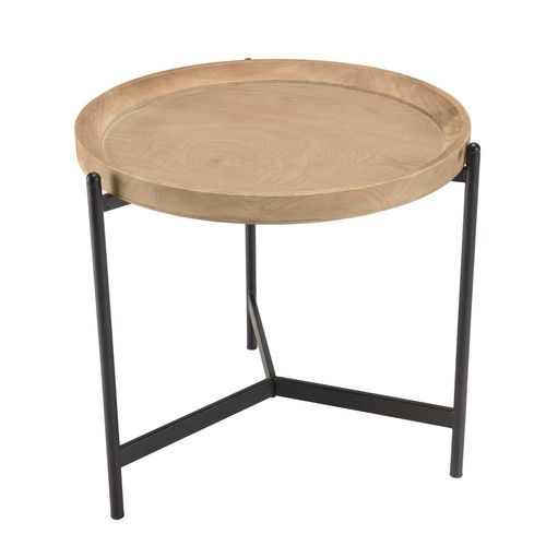 Table d’appoint ronde 55x55 plateau naturel pieds métal noir  VICTOIRE - Nouveautes deco design