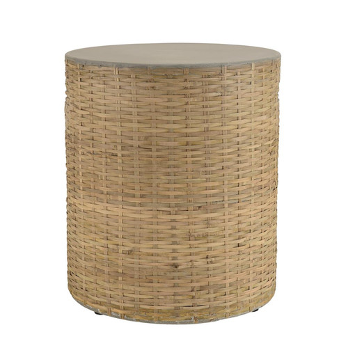 Table d'appoint ronde plateau en béton socle en bambou naturel HECTOR