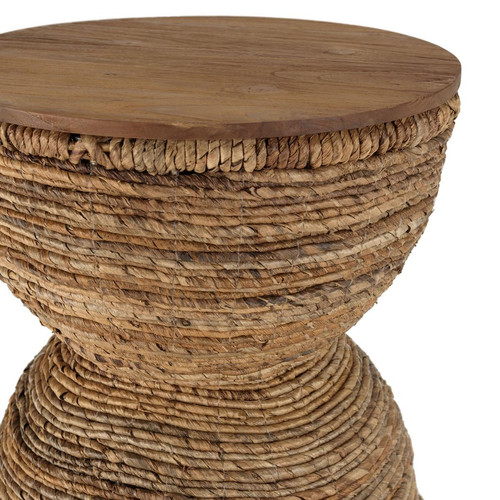 Tabouret ethnique en bois de teck recyclé