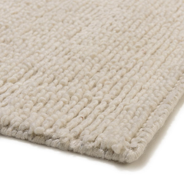 Tapis rectangulaire 160x230cm en laine bouclée couleur ivoire SACHA