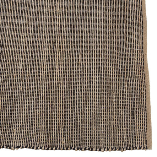 Tapis rectangulaire en jute et coton couleur sable et noir QUENTIN