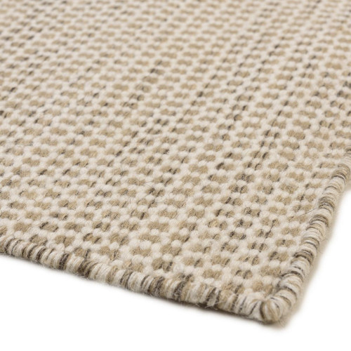 Tapis rectangulaire en laine tissée couleur blanc/marron chiné QUENTIN