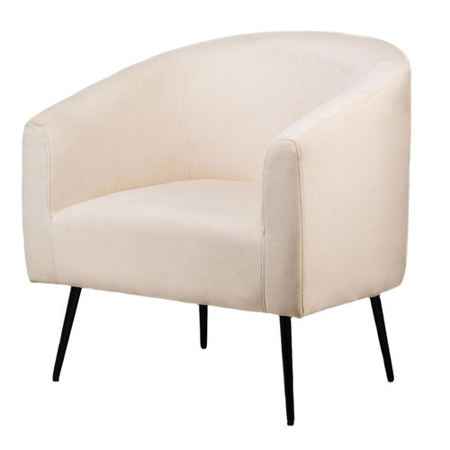 Fauteuil de salon design scandinave beige pieds métal Nordlys  - Pouf et fauteuil design