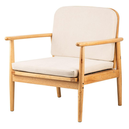 Fauteuil de Salon Scandinave avec Structure Bois et Tissu Beige  Nordlys  - Pouf et fauteuil design