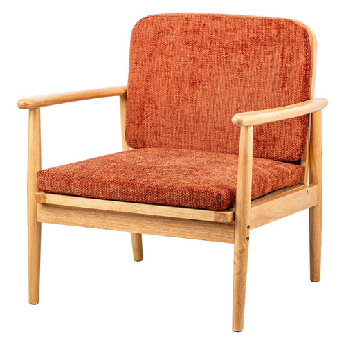 Fauteuil de Salon Scandinave avec Structure Bois et Tissu terracotta - Nordlys - Salon meuble deco