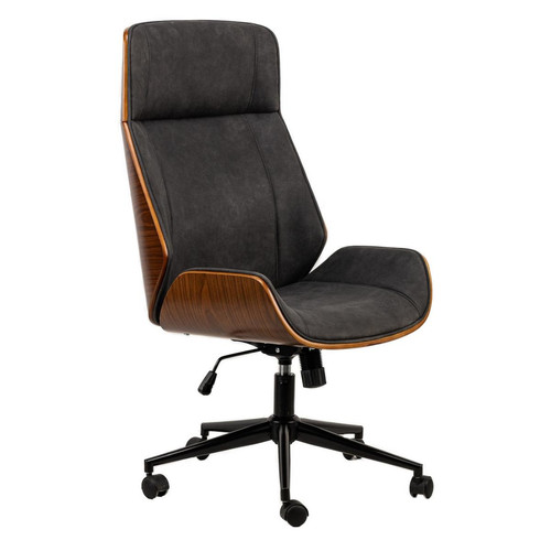 Chaise de Bureau Design Reglable en Bois Noir Nordlys  - Chaise de bureau noir