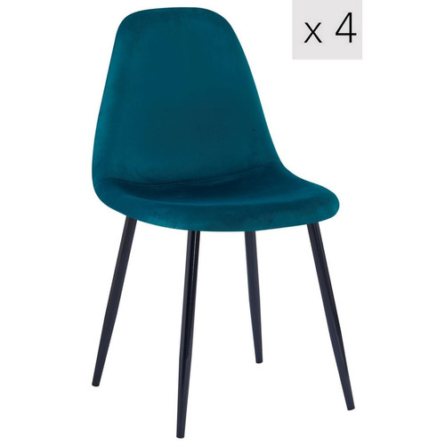Lot de 4 Chaises de Salle a Manger Scandinaves en Metal Nordlys  - Chaise bleu design