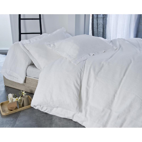 Housse De Couette Avec Boutons Blanc ORGANIC - Nydel - Linge de lit
