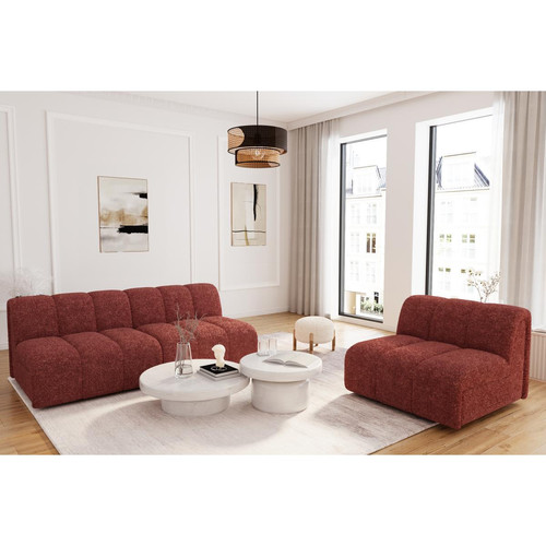 Chauffeuse 1 place pour canapé modulable laine bouclée rose HELENE - POTIRON PARIS - Canape d angle design