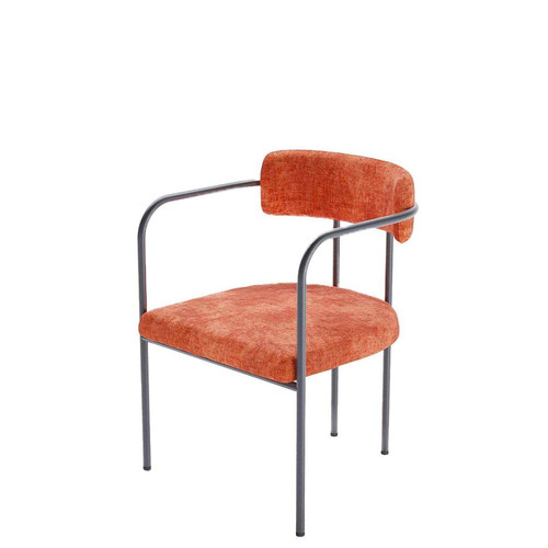 Chaise de salle à manger tapissée avec accoudoirs en velours BARBARA ocre