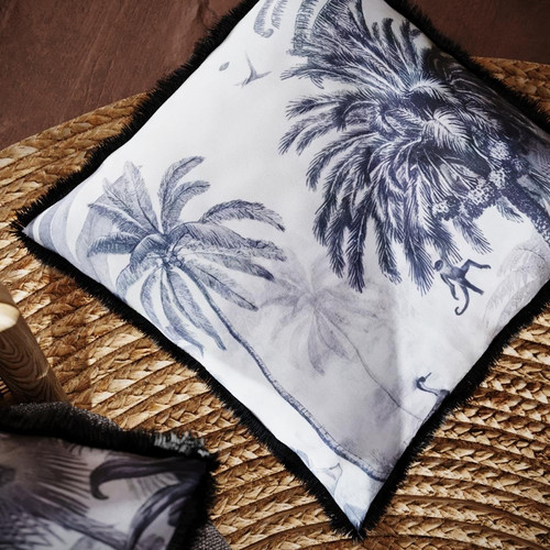 Coussin carré imprimé tropical Palmiers multicolore déhoussable avec rembourrage mousse POTIRON PARIS  - Nouveautes deco luminaire