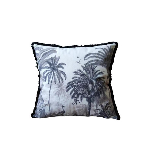 Coussin carré imprimé tropical Palmiers multicolore déhoussable avec rembourrage mousse