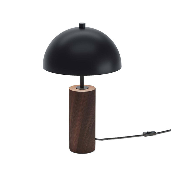 Lampe de table vintage effet bois et métal noir ROUSSEAU