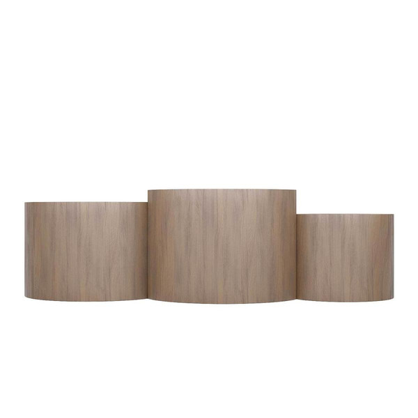 Ensemble de 3 tables basses rondes design en bois RHEA